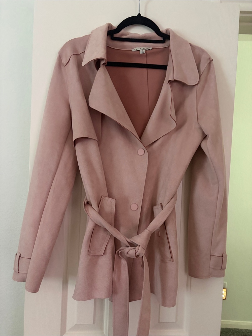 Hate Monde Women's Soft Blush Trench Coat Jacket